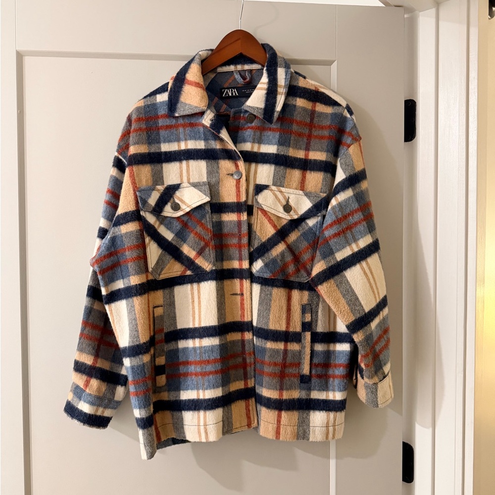 Zara Oversized Plaid Shirt Jacket